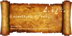 Lazavitzky Örsi névjegykártya
